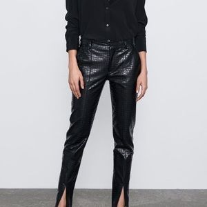 Zara Croc Faux Leather Pants NWT